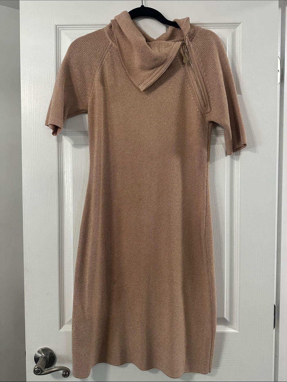 Calvin Klein Formal Zipper Mauve/Tan Warm Midi Sweater Dress Women’s - Medium